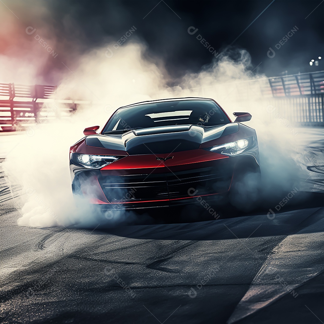 Retrato realista de carro esportivo sobre uma rua