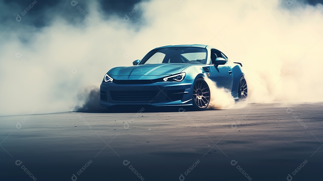 Retrato realista de carro esportivo sobre uma rua