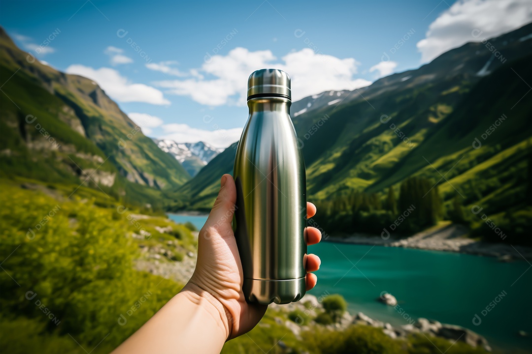 Mãos de pessoa segurando garrafa