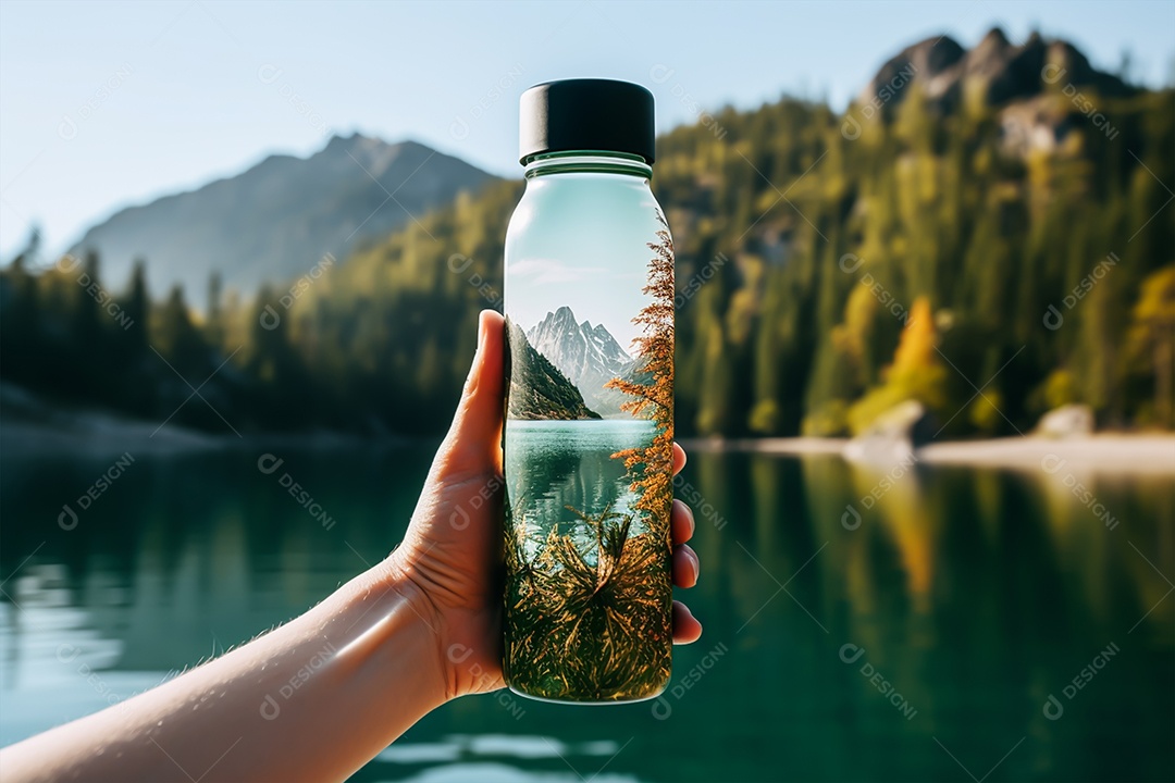Mãos de pessoa segurando garrafa