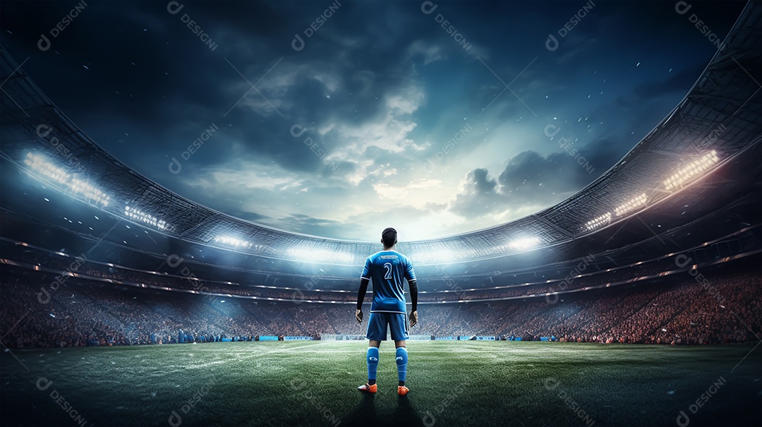 Imagem realista de jogador de futebol sobre campo