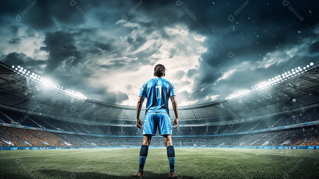 Imagem realista de jogador de futebol sobre campo