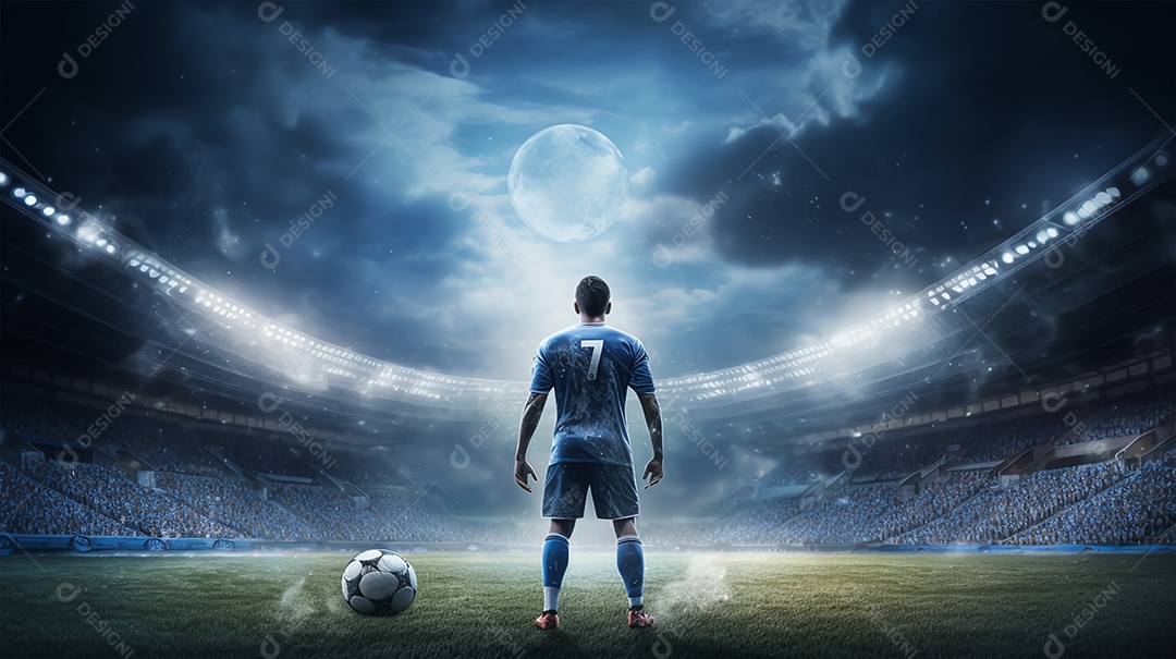 Imagem realista de jogador de futebol sobre campo