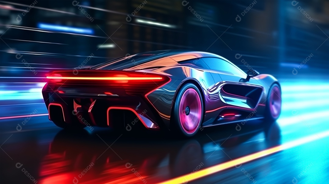 Retrato realista de carro esportivo sobre uma estrada