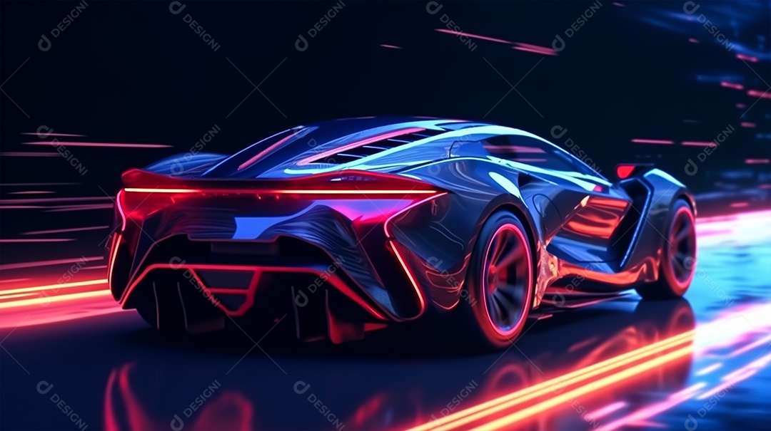 Retrato realista de carro esportivo sobre uma estrada