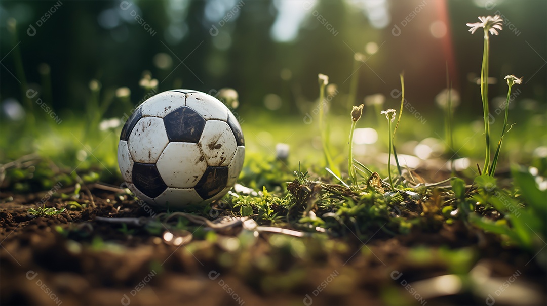 Bola de futebol sobre campo
