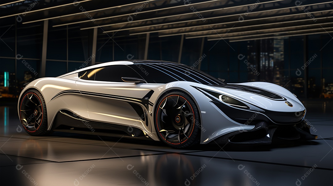 Retrato realista de carro esportivo sobre uma estrada