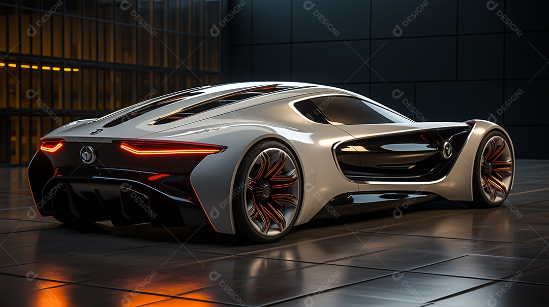 Retrato realista de carro esportivo sobre uma estrada