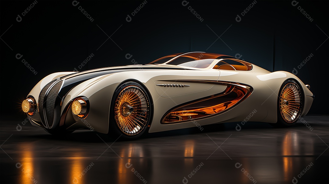 Retrato realista de carro esportivo sobre uma estrada