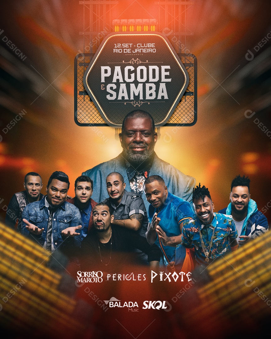 Social Media Flyer Feed Pagode Samba PSD Editável