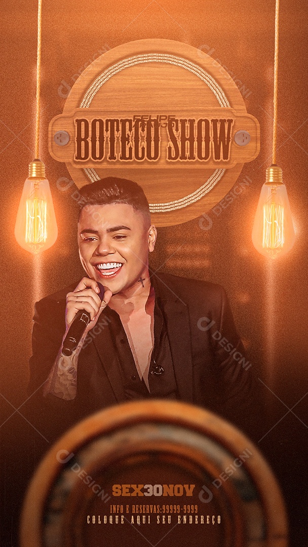 Social Media Flyer Story Boteco Show Felipe Araújo PSD Editável