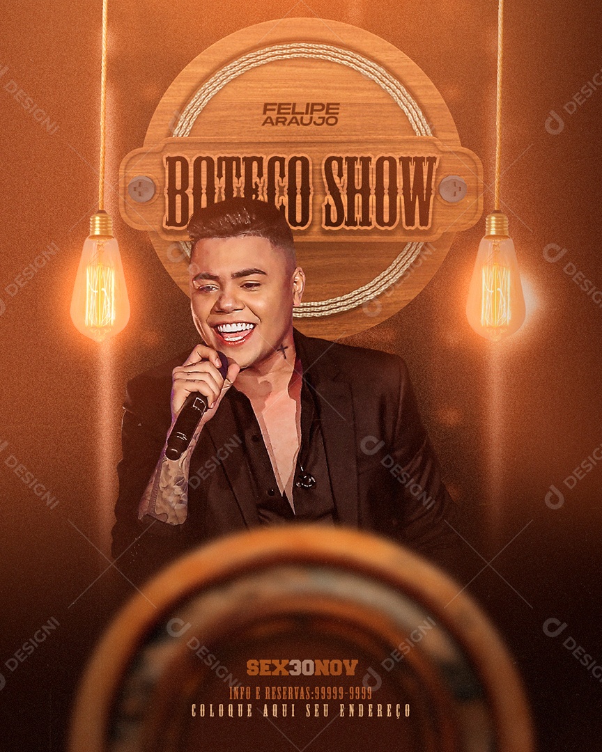Social Media Flyer Feed Boteco Show Felipe Araújo PSD Editável