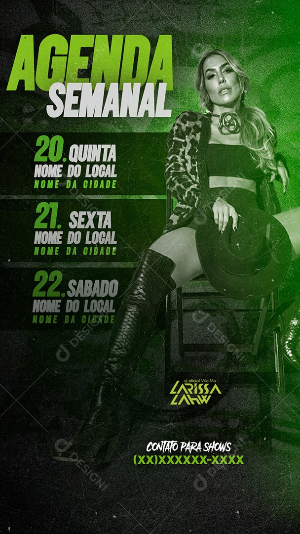 Social Media Flyer Story Agenda Semanal Larissa Lahw PSD Editável