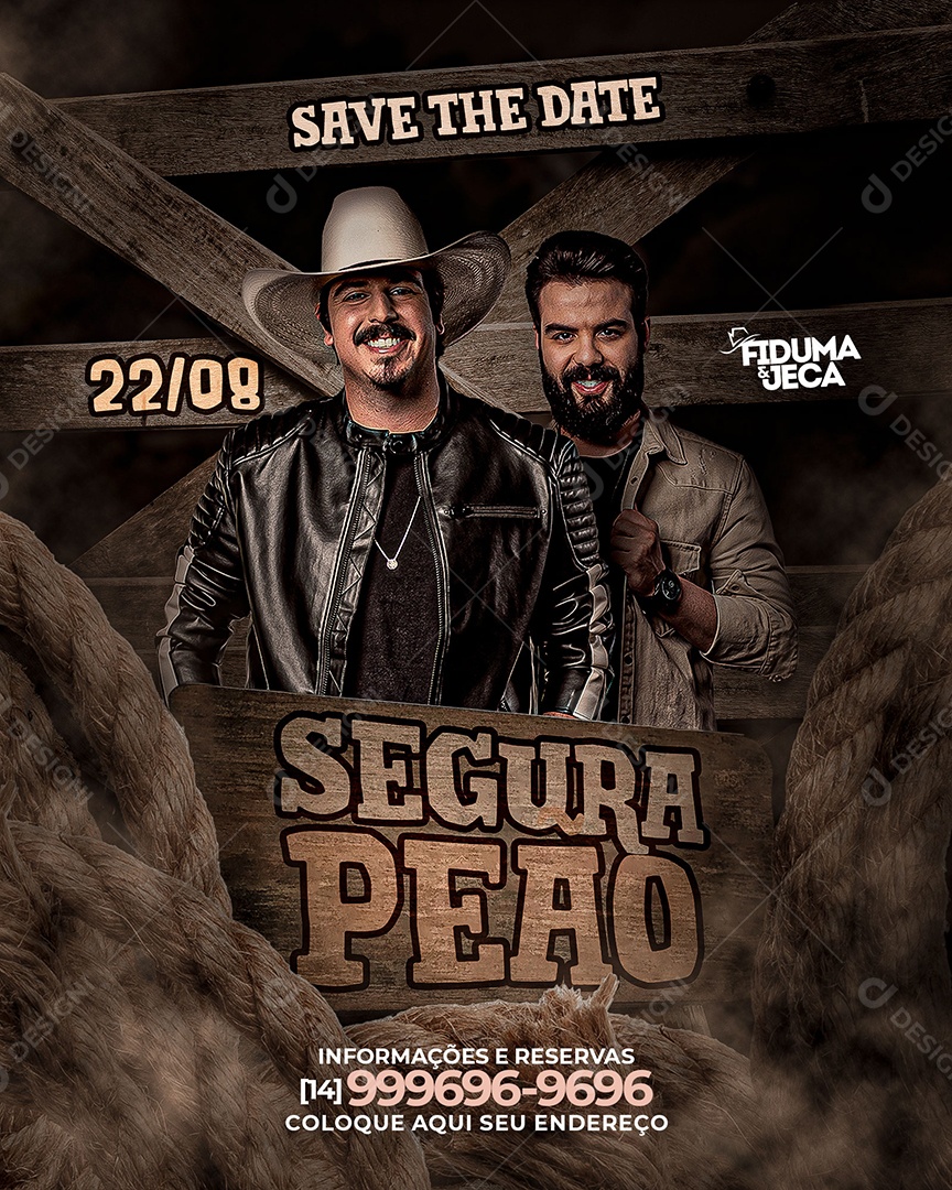 Flyer Feed Segura Peão Fiduma e Jeca Social Media PSD Editável