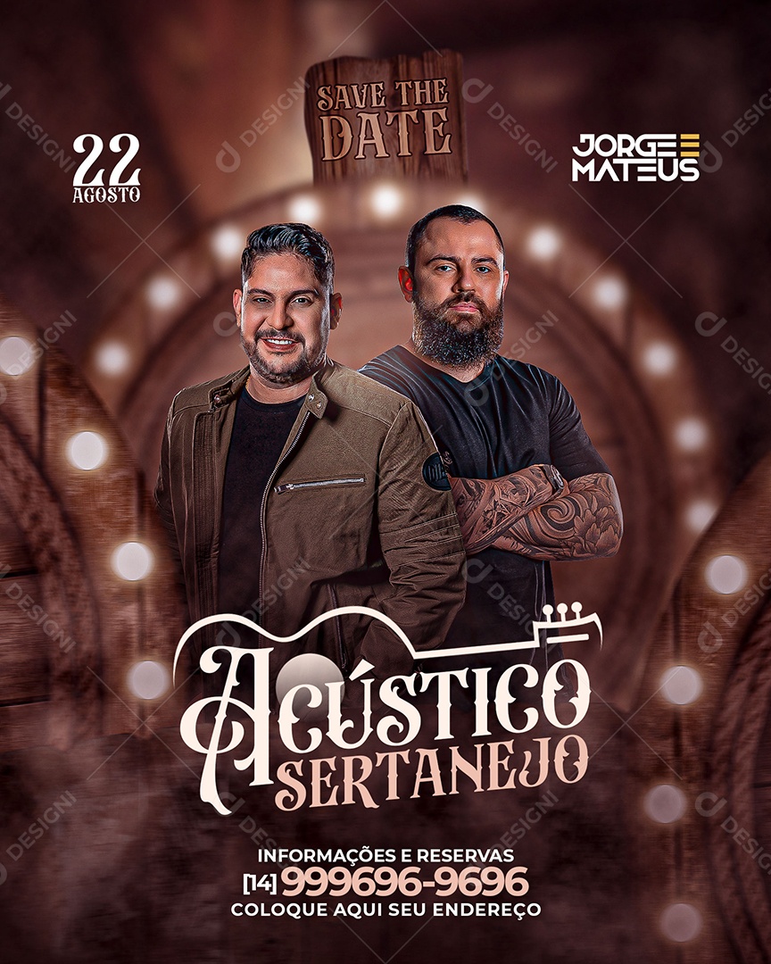 Social Media Flyer Feed Acústico Sertanejo Jorge e Mateus PSD Editável