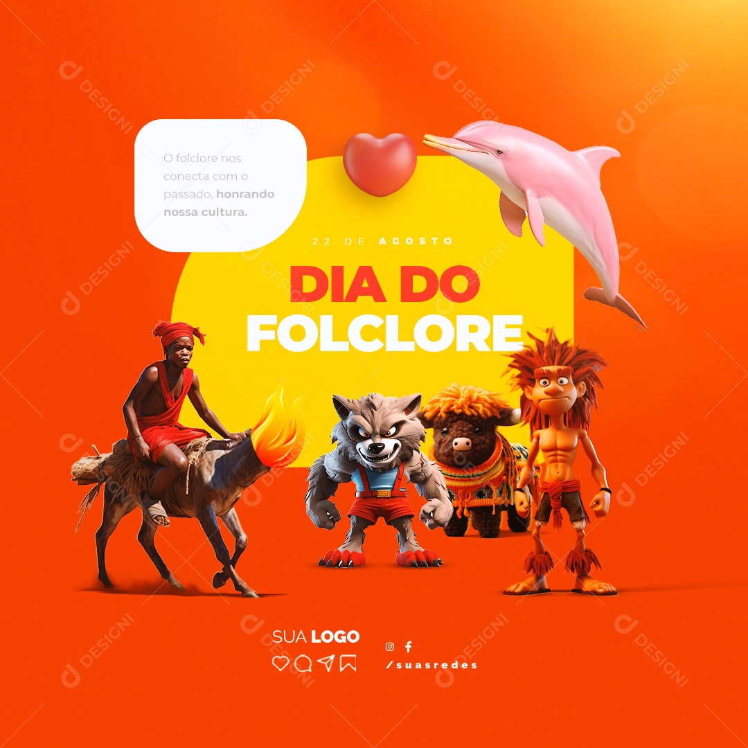 Dia do Folclore 22 de Agosto Social Media PSD Editável