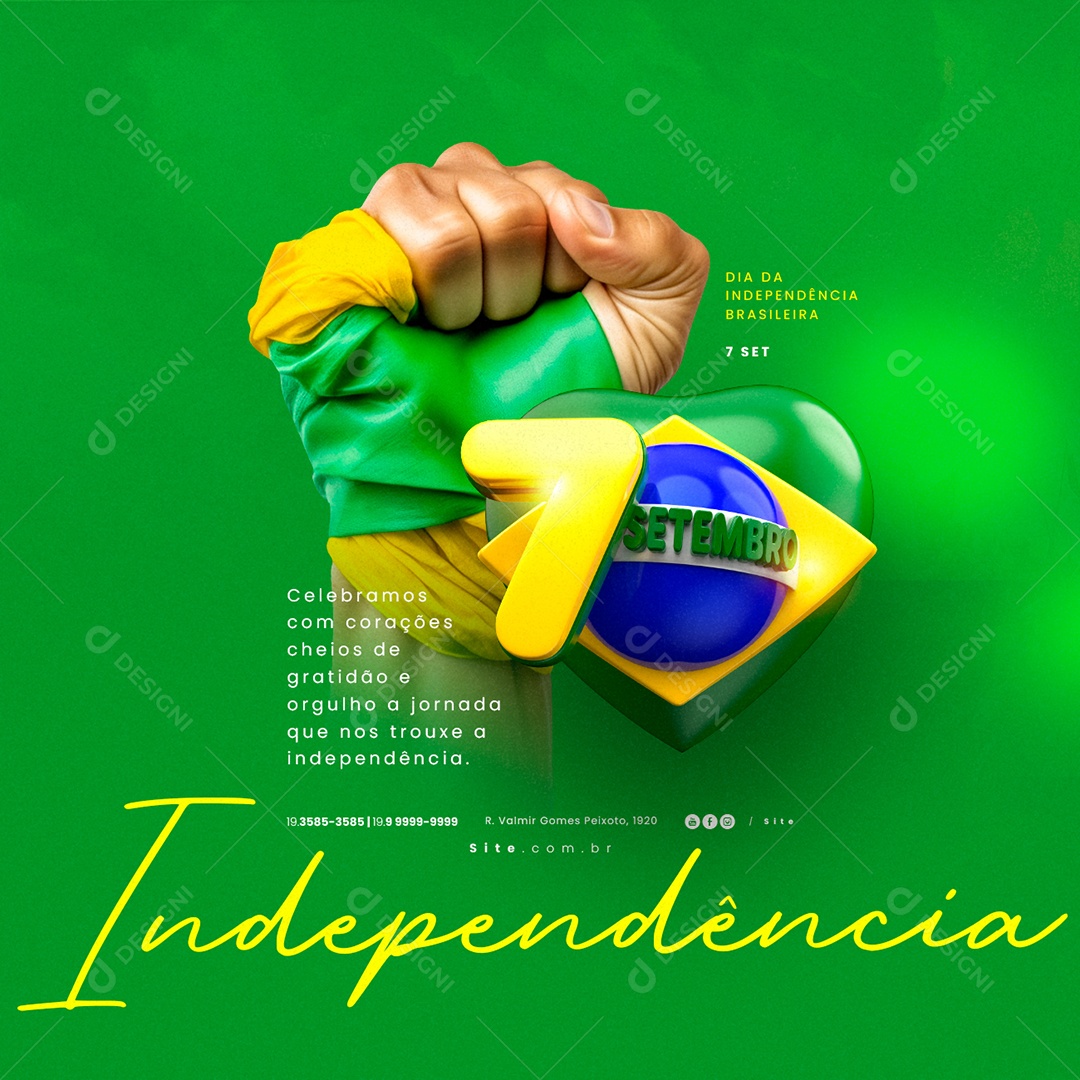 Dia Da Independência do Brasil 07 de Setembro Social Media PSD Editável