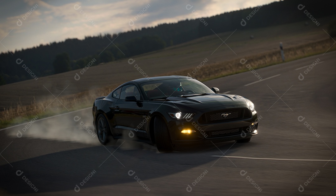 Ford Mustang GT à deriva no asfalto