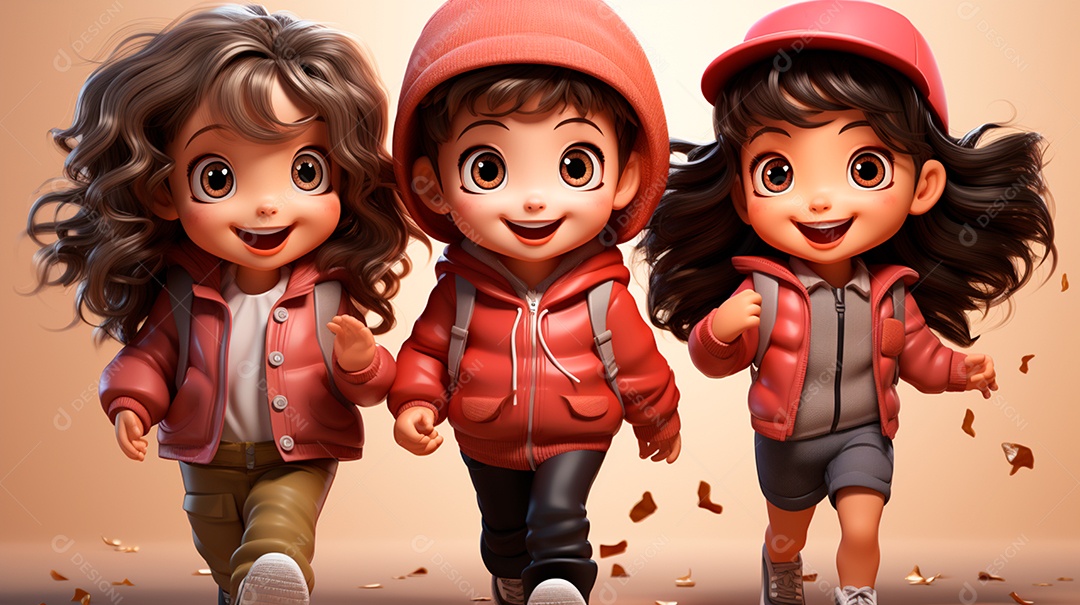 Desenhos de lindas crianças felizes