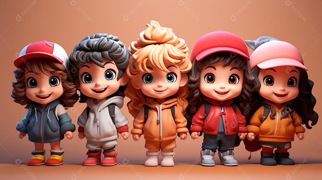 Desenhos de lindas crianças felizes