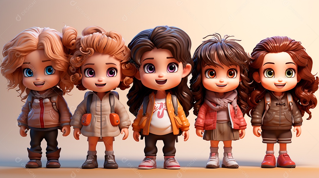 Desenhos de lindas crianças felizes