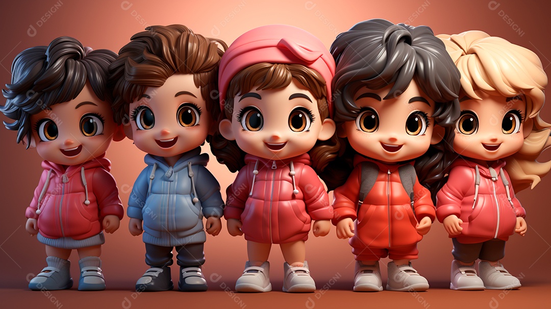 Desenhos de lindas crianças felizes