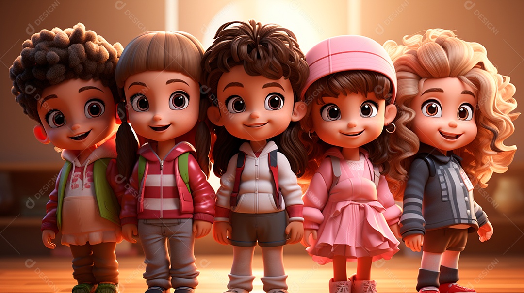 Desenhos de lindas crianças felizes