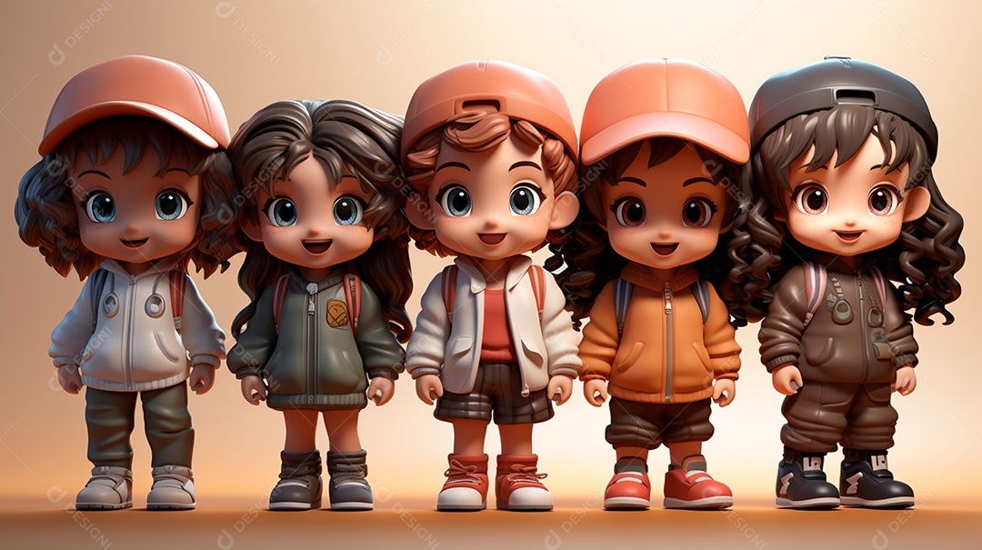 Desenhos de lindas crianças felizes