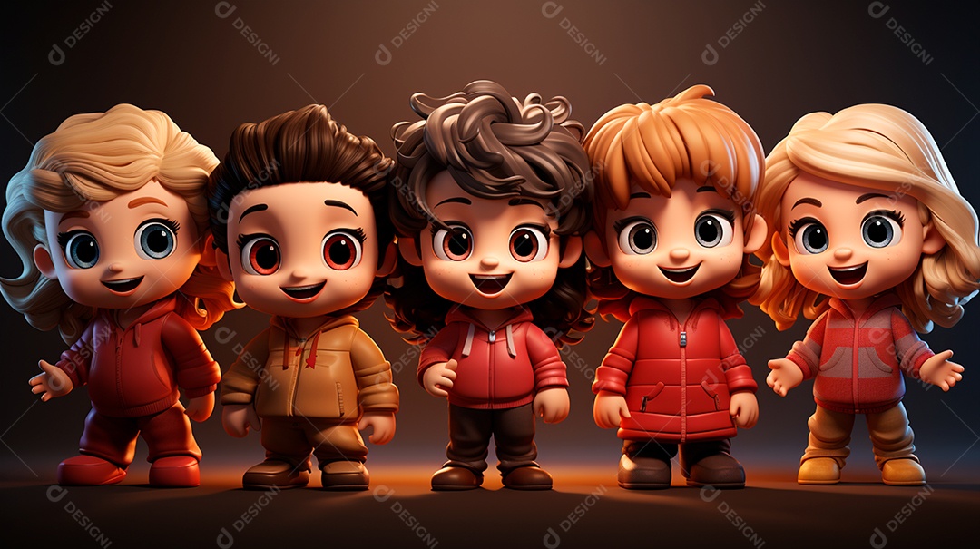 Desenhos de lindas crianças felizes