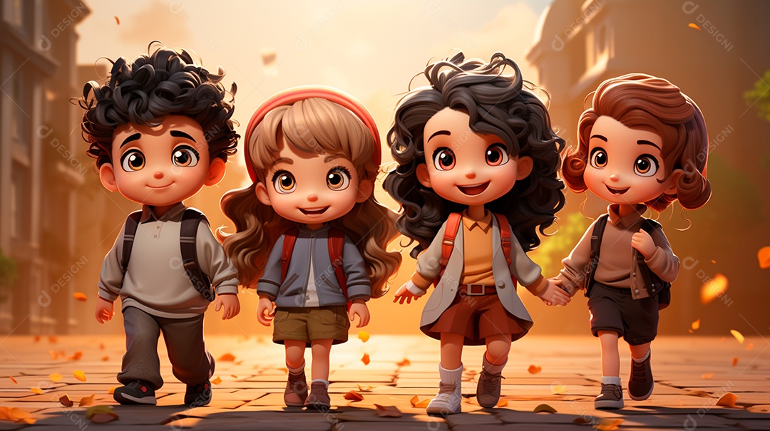 Desenhos de lindas crianças felizes