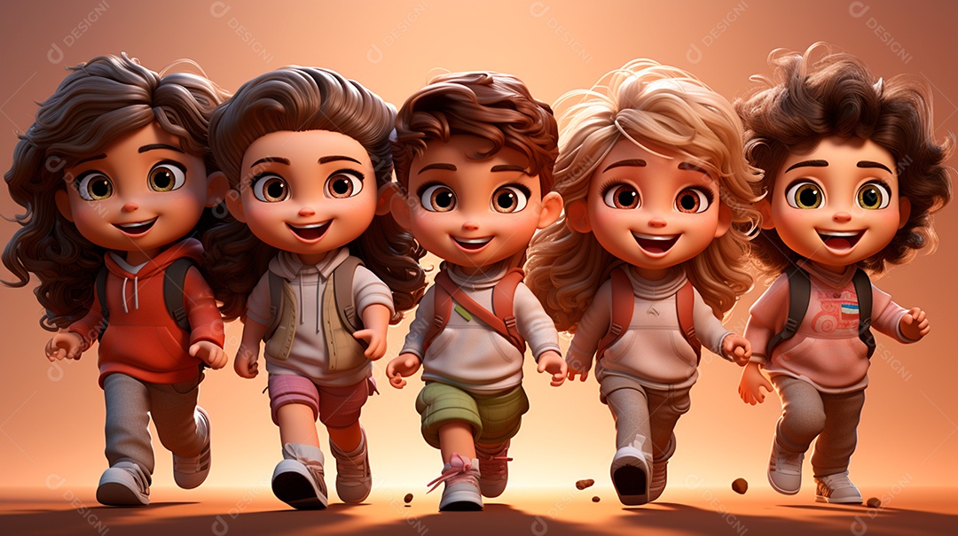 Desenhos de lindas crianças felizes