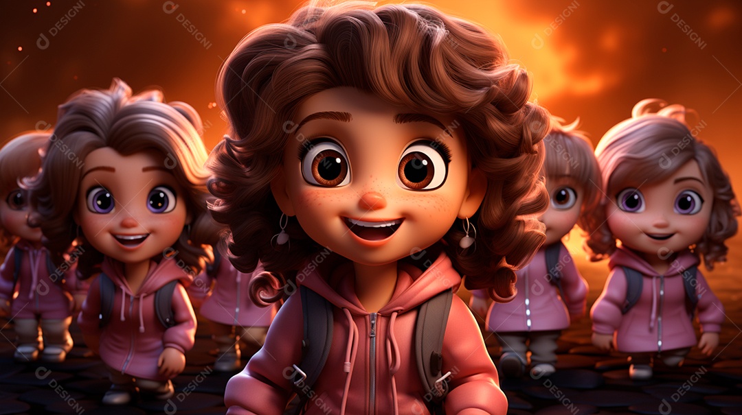 Desenhos de lindas crianças felizes