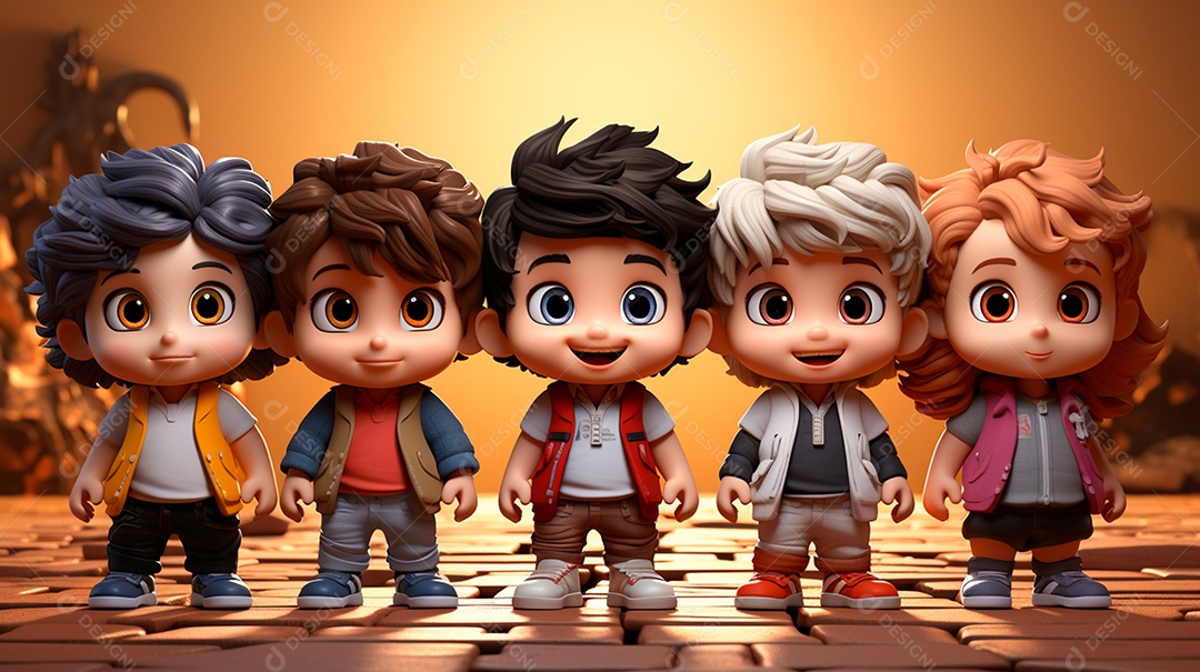 Desenhos de lindas crianças felizes