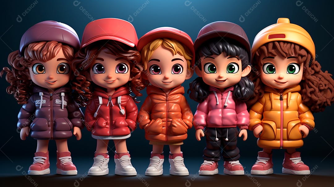 Desenhos de lindas crianças felizes