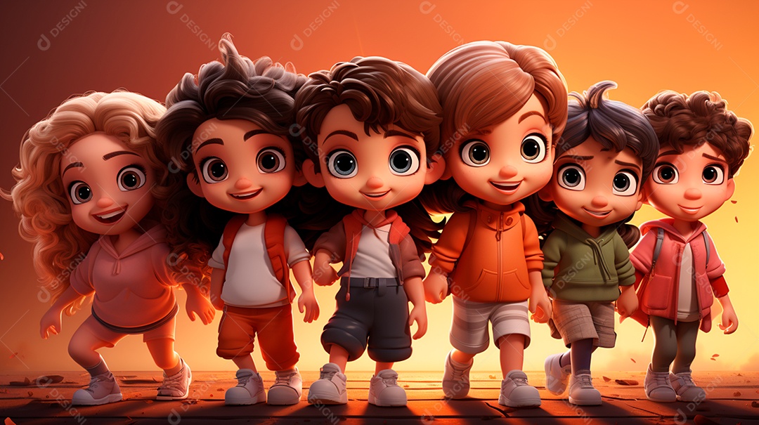 Retrato de lindas crianças felizes