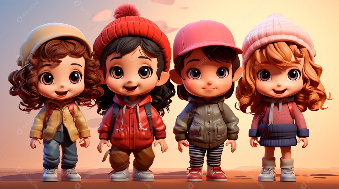 Retrato de lindas crianças felizes