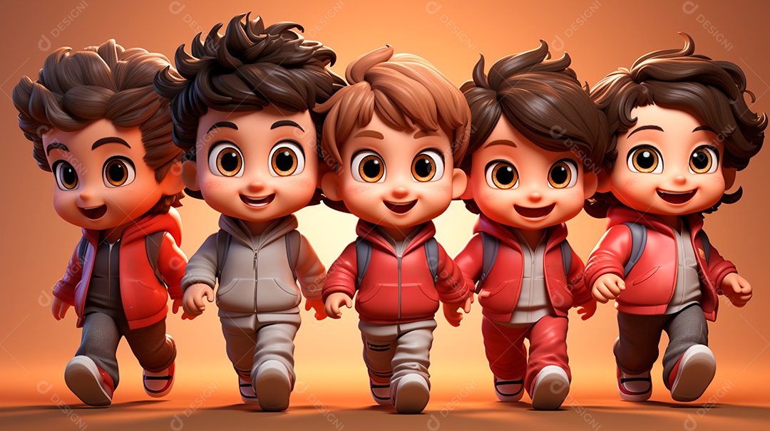 Desenhos de lindas crianças felizes