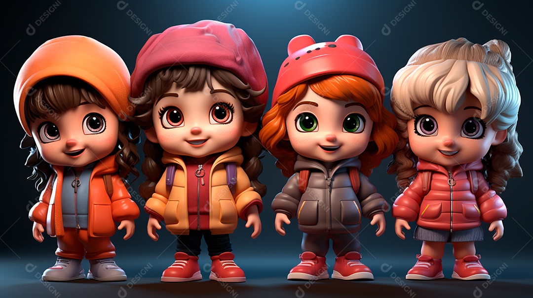 Desenhos de lindas crianças felizes