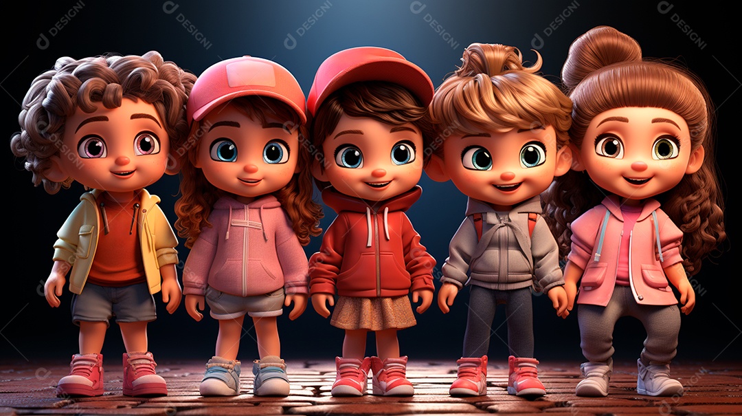 Desenhos de lindas crianças felizes