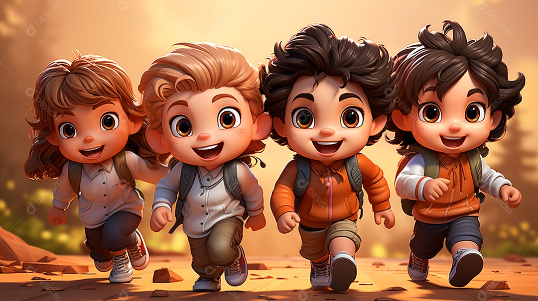 Desenhos de lindas crianças felizes