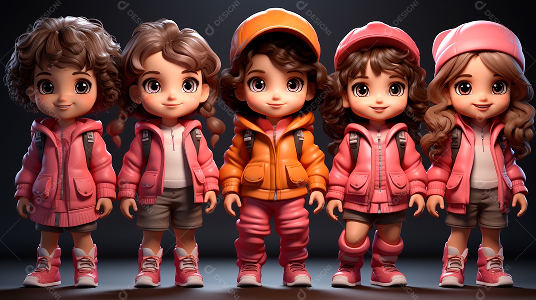 Desenhos de lindas crianças felizes