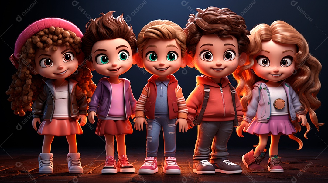 Desenhos de lindas crianças felizes