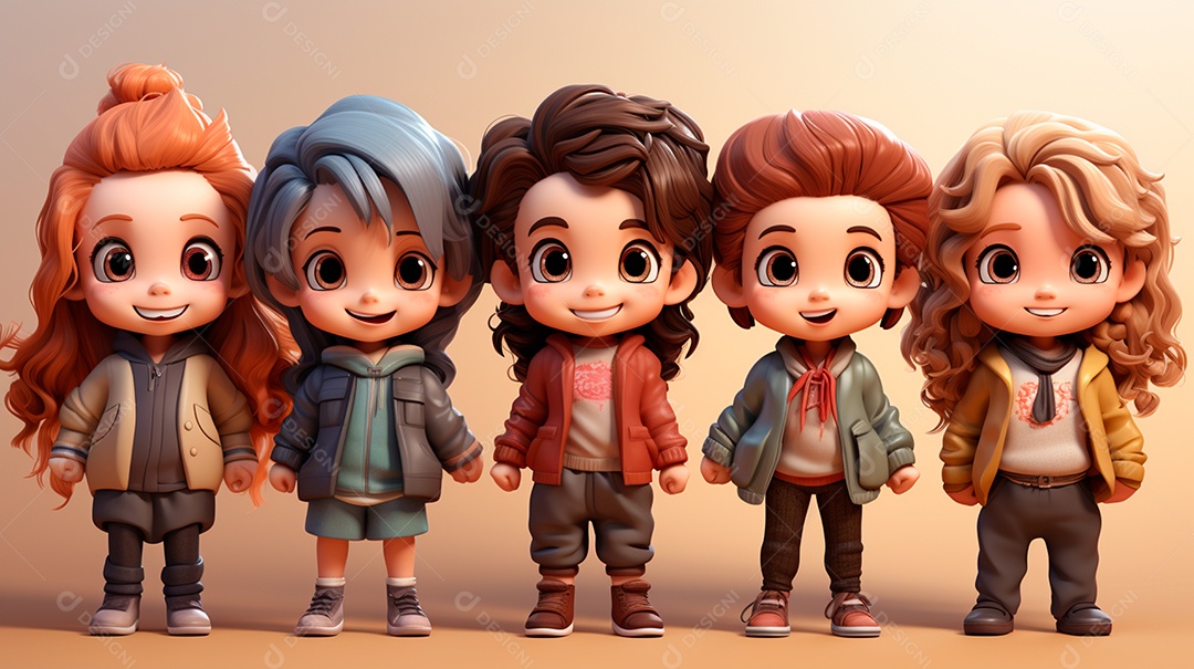 Desenhos de lindas crianças felizes