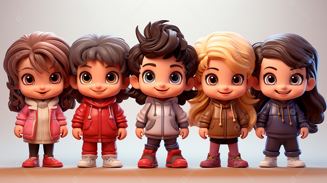 Desenhos de lindas crianças felizes