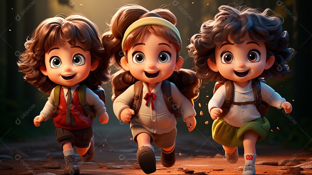 Desenhos de lindas crianças felizes