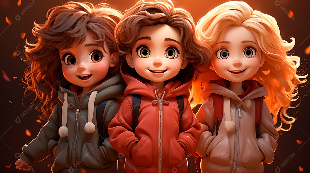 Desenhos de lindas crianças felizes