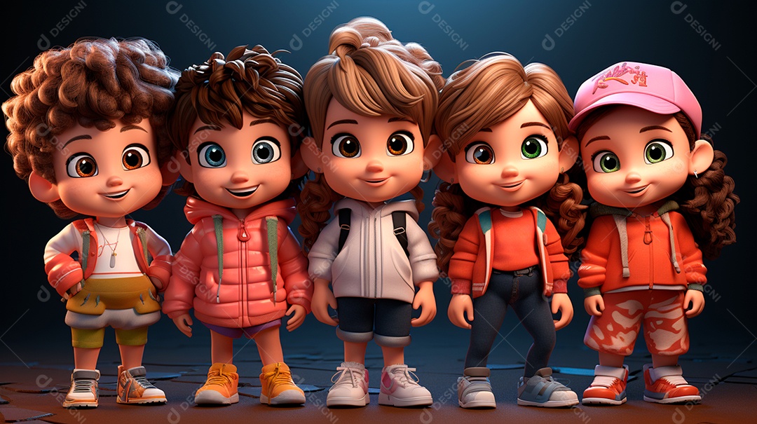 Desenhos de lindas crianças felizes