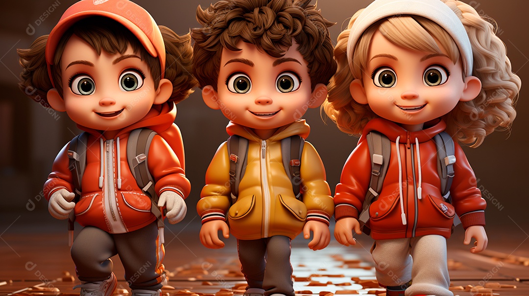 Desenhos de lindas crianças felizes