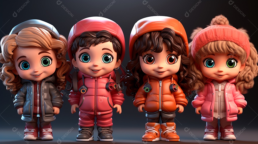 Desenhos de lindas crianças felizes