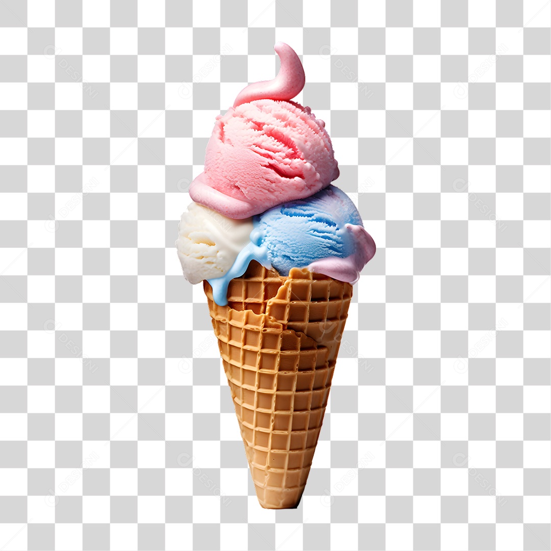 Casquinha com Delicioso Sorvete PNG Transparente